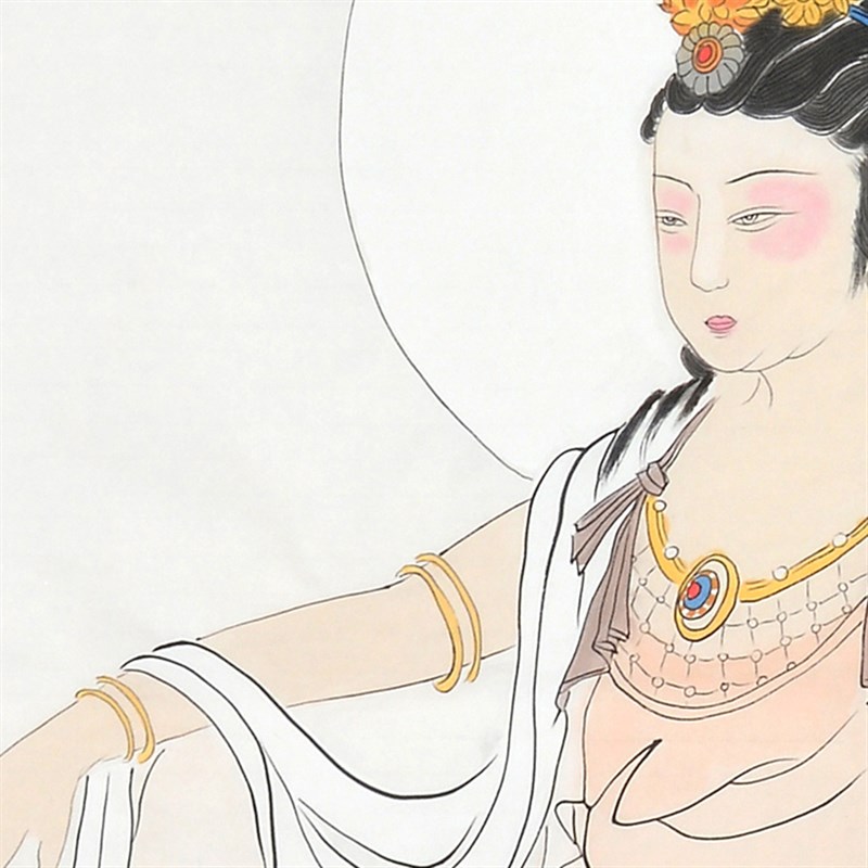 名家张大千纯手绘装饰画国画水墨画人物画客厅画玄关画图片