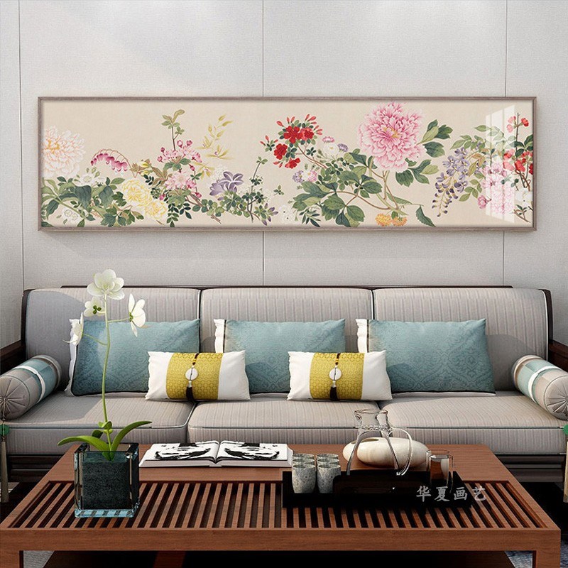 花开富贵牡丹花装饰画新中式卧室酒店床头挂画客厅书房背景墙壁画图片