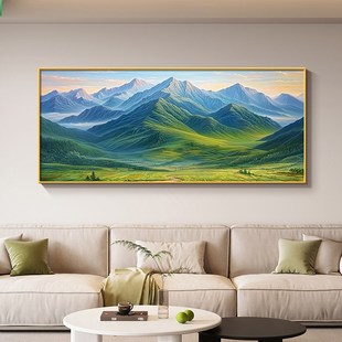 背后有靠山客厅挂画现代简约沙发背景墙挂画高档大气巨人山风景画