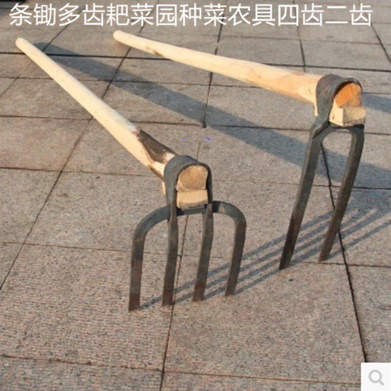 包邮四齿耙农用锄头耙子/长木柄全钢锄园林园艺开恳松土翻地工具