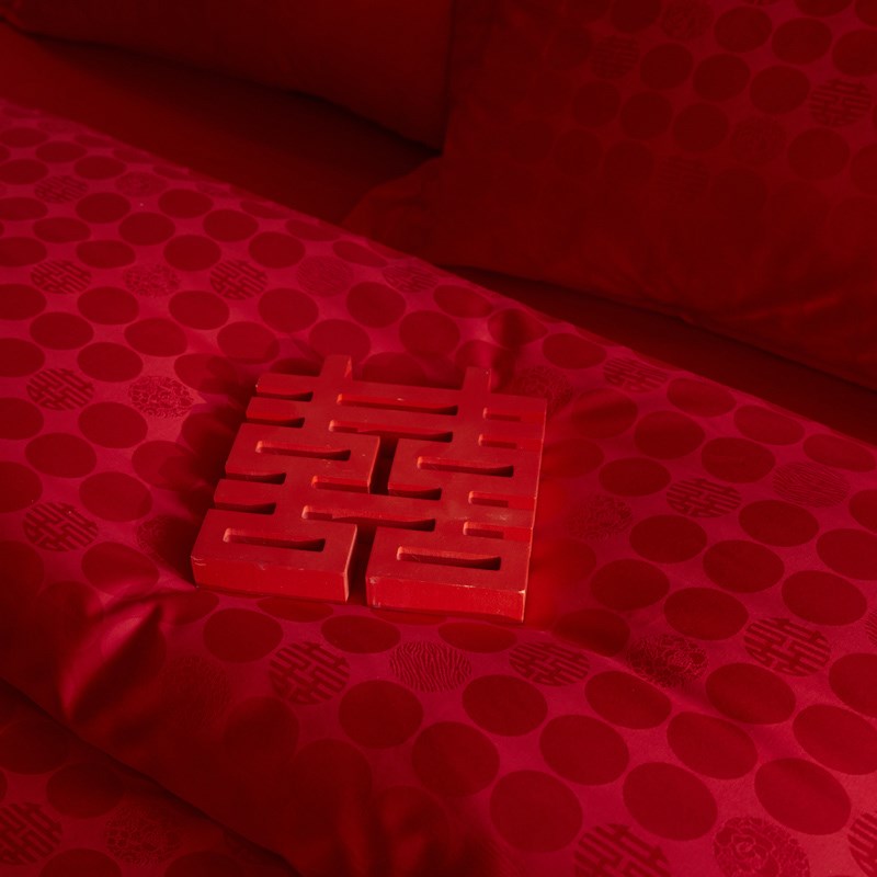 高档提花全棉婚庆四件套大红色纯棉床单被套婚房陪嫁喜庆床上用品