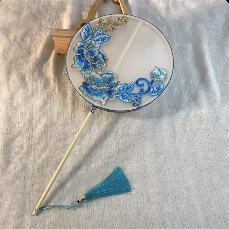 剧目醉清波舞蹈扇子新古典长柄团扇双面绣花成人儿童款表演出