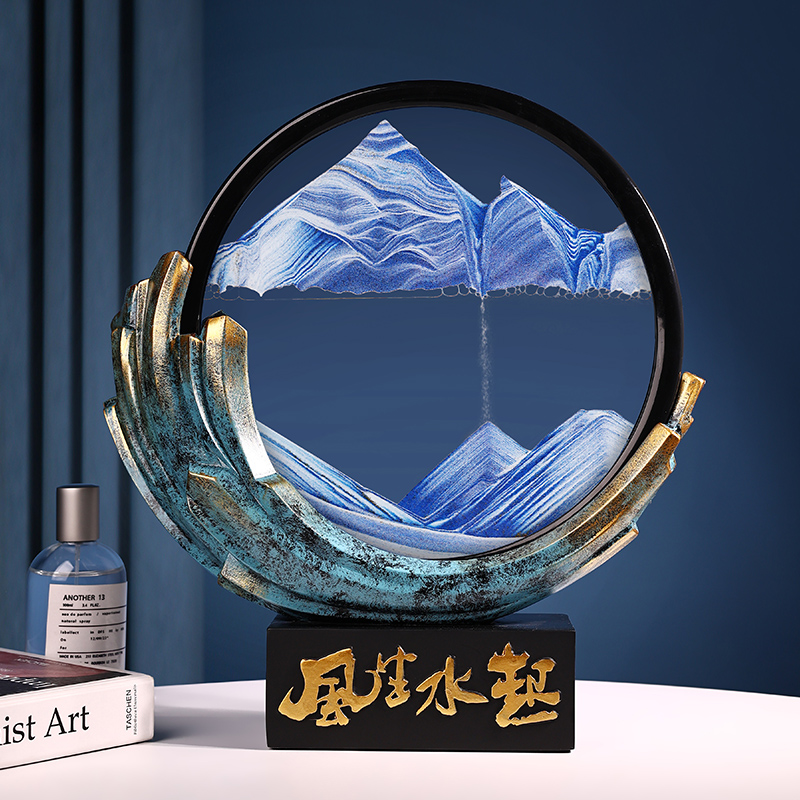 风生水起流沙画摆件沙漏客厅书房办公室电视展示柜酒柜家居装饰品图片