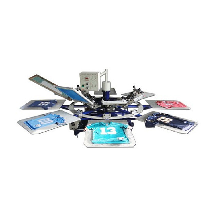 供应8色旋转式半自动丝网印花机 半自动丝印机厂家直销丝网印刷