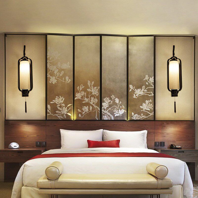 新中式壁灯简约酒店工程茶楼样板房走廊过道灯具客厅卧室床头灯具