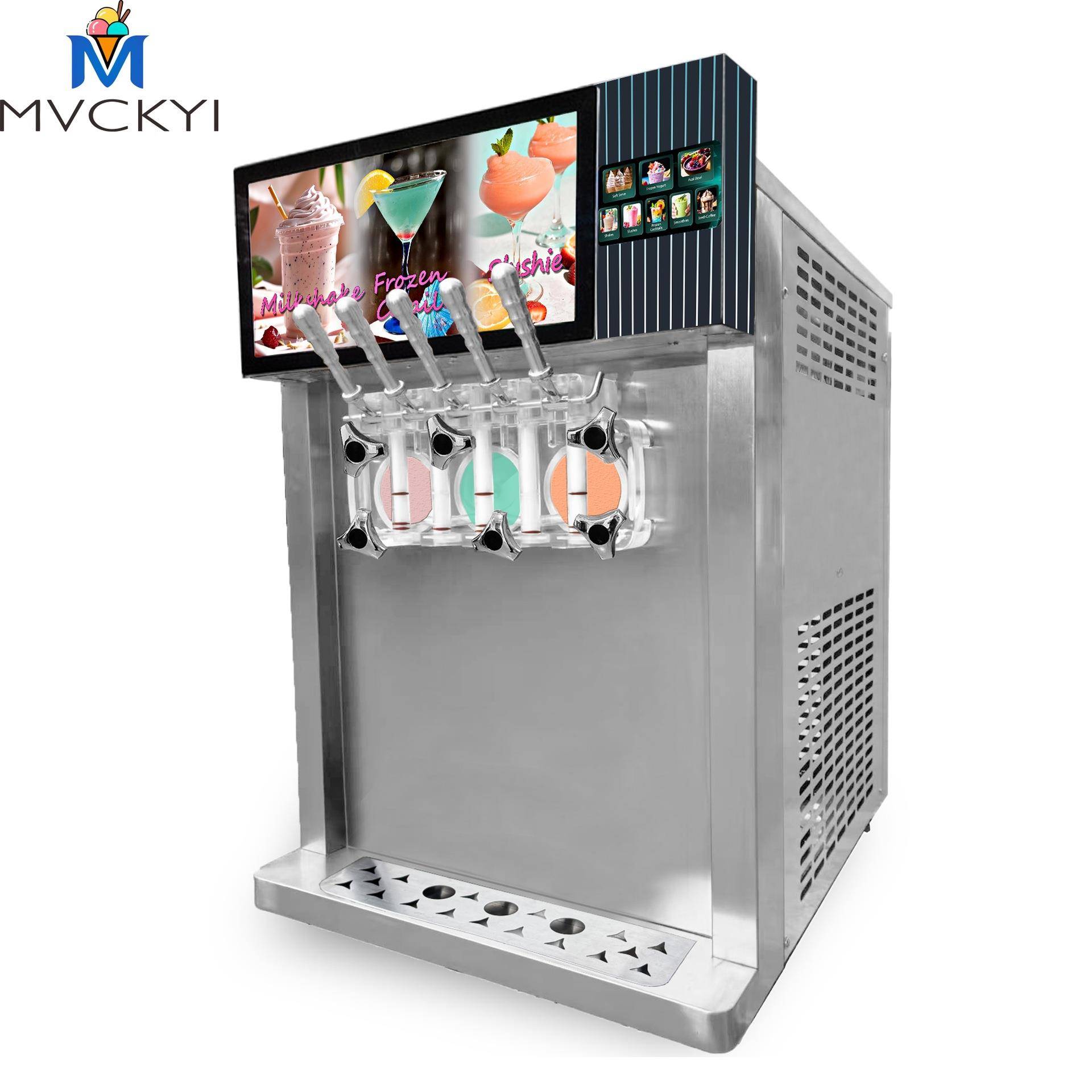 3缸冰沙雪融冰淇淋2合1冰激凌机多功能冰咖啡鸡尾酒冷饮设备