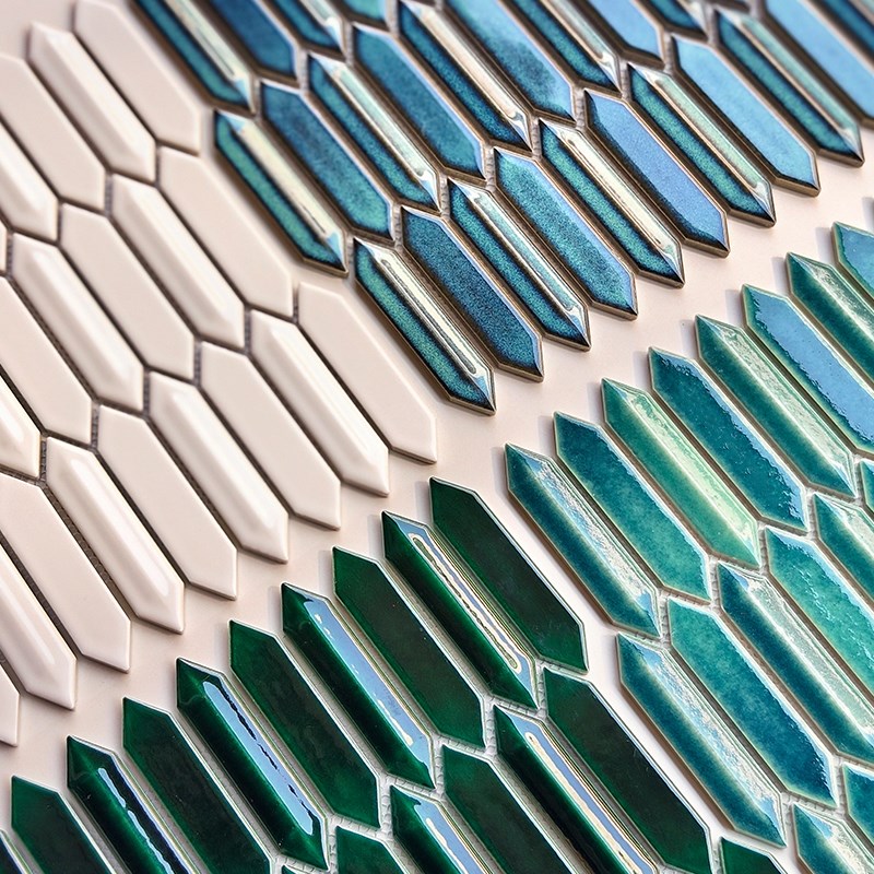 北欧墨绿窑变g菱形箭头瓷砖陶瓷马赛克卫生间厨房餐厅吧台背景墙