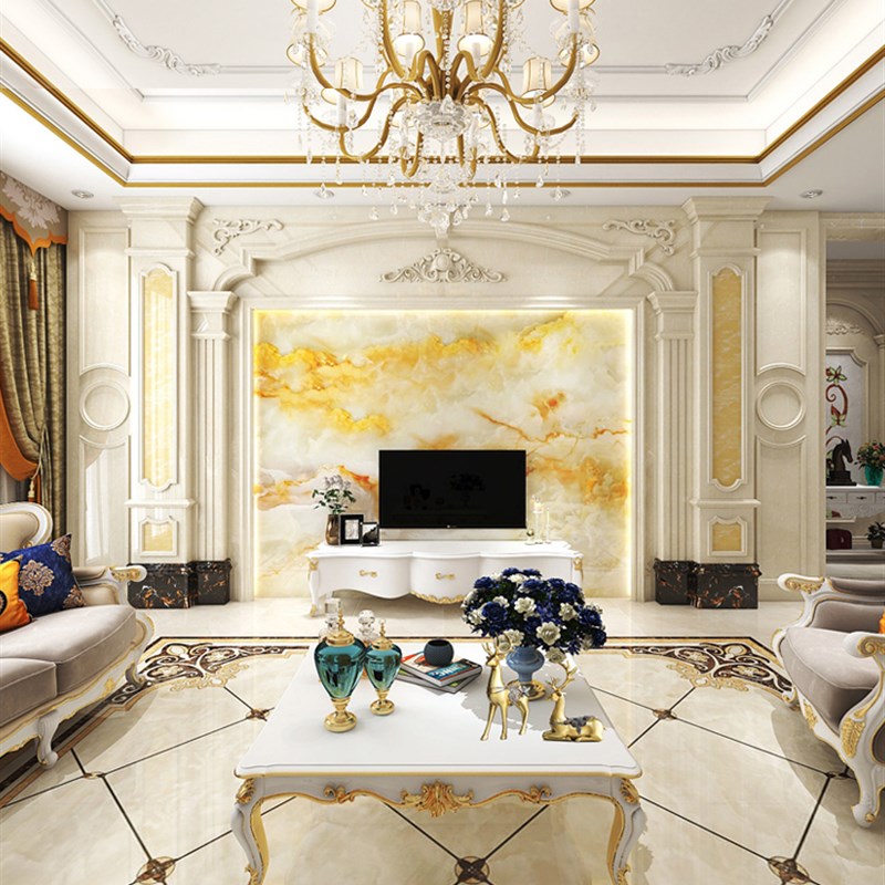 欧式大理石材罗马柱背景墙瓷砖圣B米尔造型客厅电视墙镶嵌透光玉