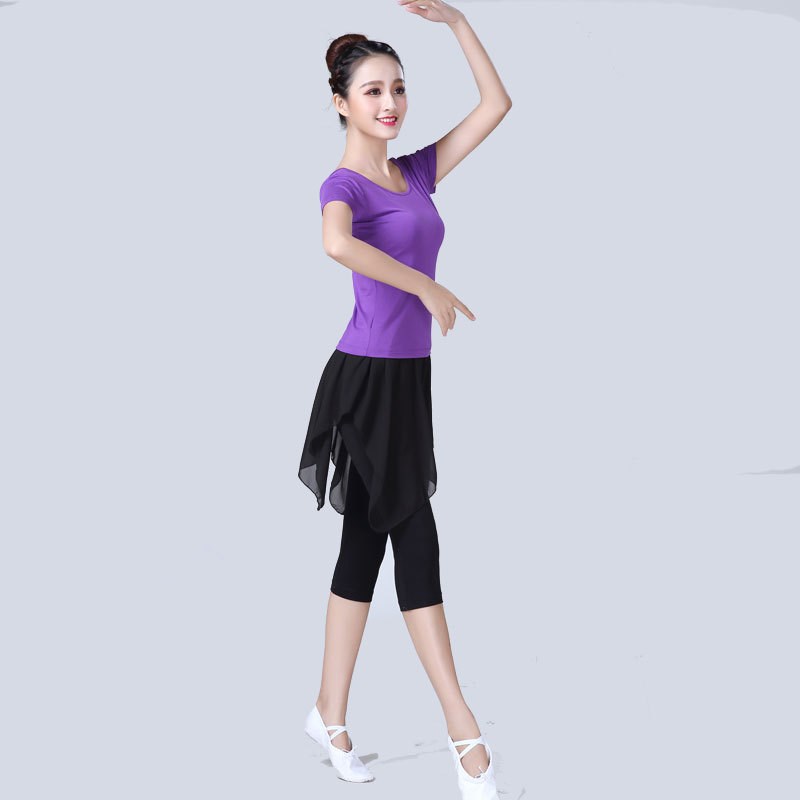 现代舞蹈服成人女莫代尔芭蕾基训服学生形体练功服雪纺裙裤表演服