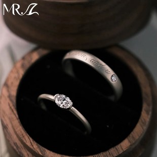 Z先生9b25银简约时尚 蛋面培育钻情侣对戒覆古磨砂求婚订婚戒指指