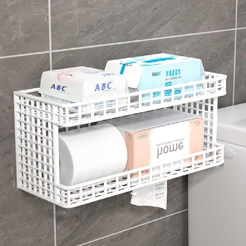 免打孔卫生纸收纳置n物架厕所纸巾盒抽纸盒卷放卫生间壁挂式收纳