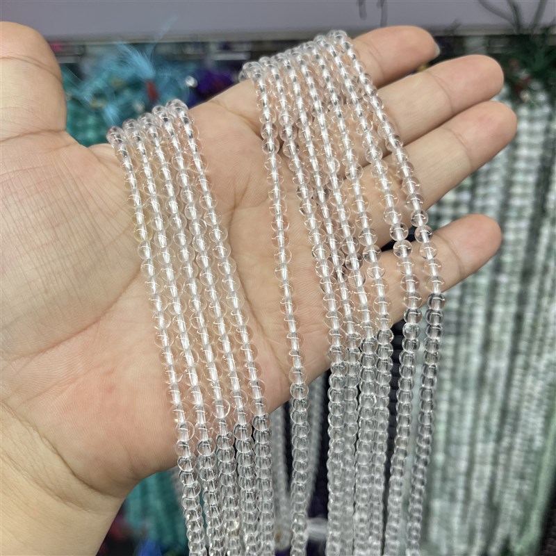 4mm白水晶l圆珠散珠半成品一条38厘米长