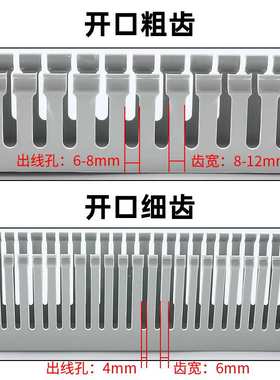 pvc线槽灰色阻燃明装粗齿开口密细齿塑料配电柜箱U型电缆走行网线