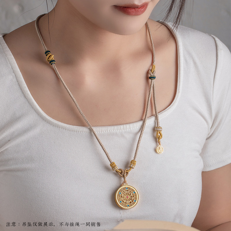 手工编织双挂黄金吊坠编绳项链挂脖可侧挂调节玉佩翡翠挂件绳男女,饰品/流行首饰/时尚饰品新,绳,淘宝优惠券,粉丝福利购,淘宝优惠卷