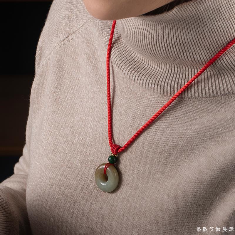 翡翠挂脖吊坠绳佛牌黄金玉项链挂绳男女红黑粽三色手工编织挂件绳