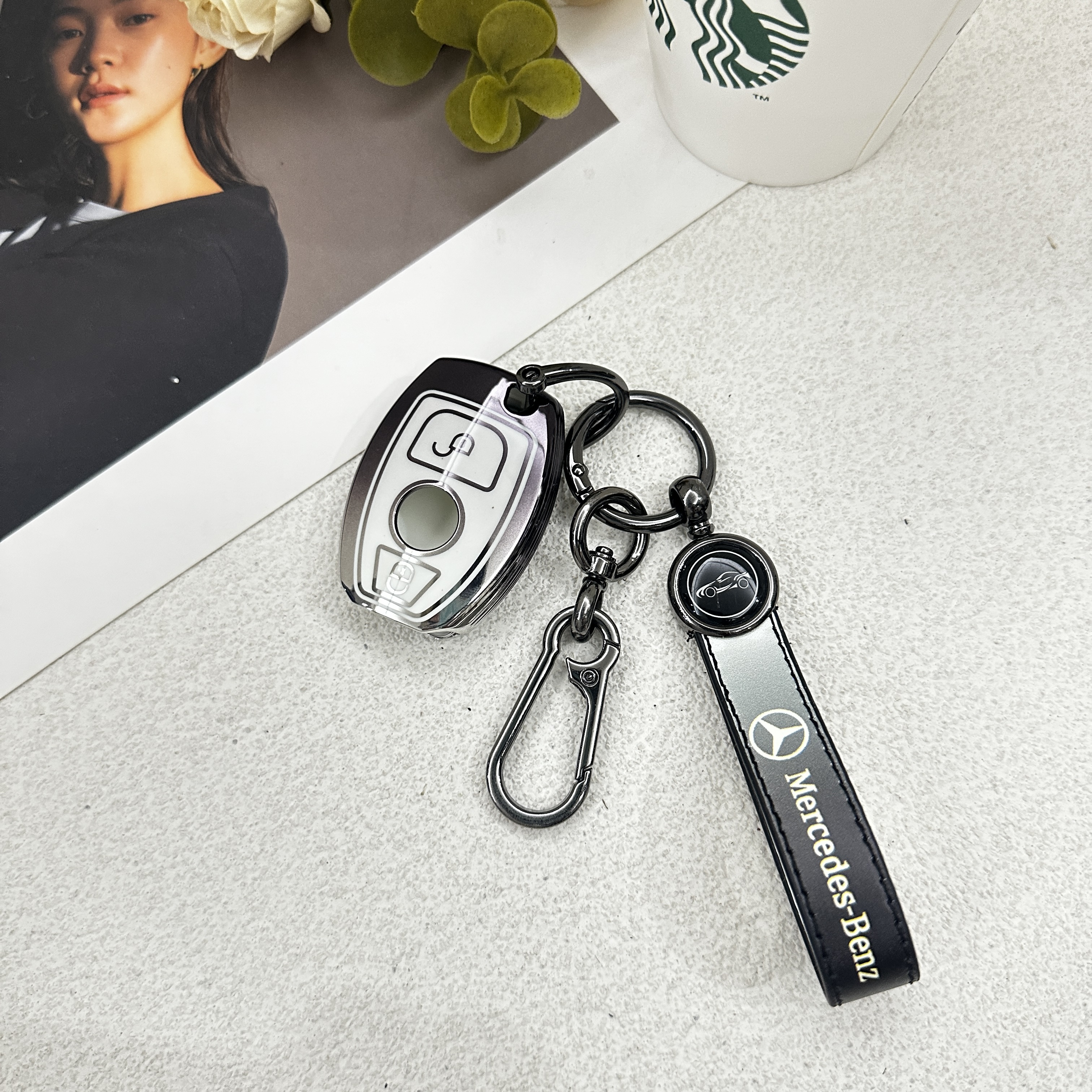 奔驰gla200钥匙套老款M级ML350汽车ML400壳c180l扣GT63男女渐变包