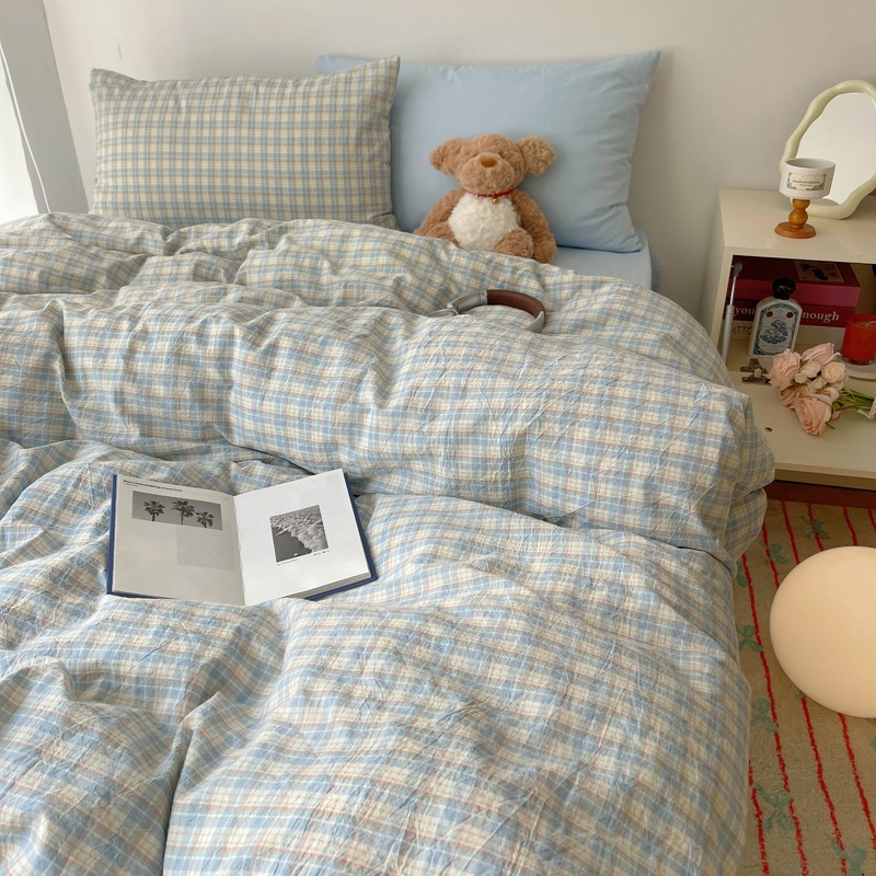 水洗棉被套四件套非全棉纯棉新款ins床单被罩三件套床上用品宿舍4