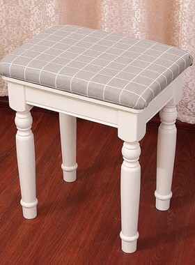 田园梳妆凳白色公主妆凳s简约美甲凳子布艺软包凳卧室化妆凳子欧