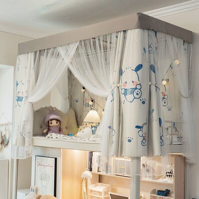 可爱公主床幔学生床帘宿舍上铺寝室床遮挡帘下铺强遮光滑轨式蚊帐