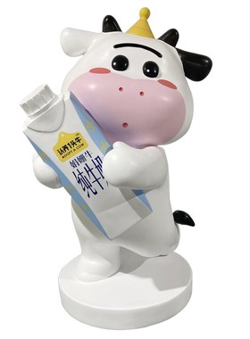 玻璃钢卡通奶牛雕塑奶茶店开业迎宾装饰美陈动物模型落地摆件定制