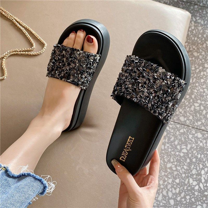 厚底凉拖鞋女大码41一43时尚外穿小码33码防滑水钻34一字拖夏平底,女鞋,一字拖,淘宝优惠券,粉丝福利购,淘宝优惠卷