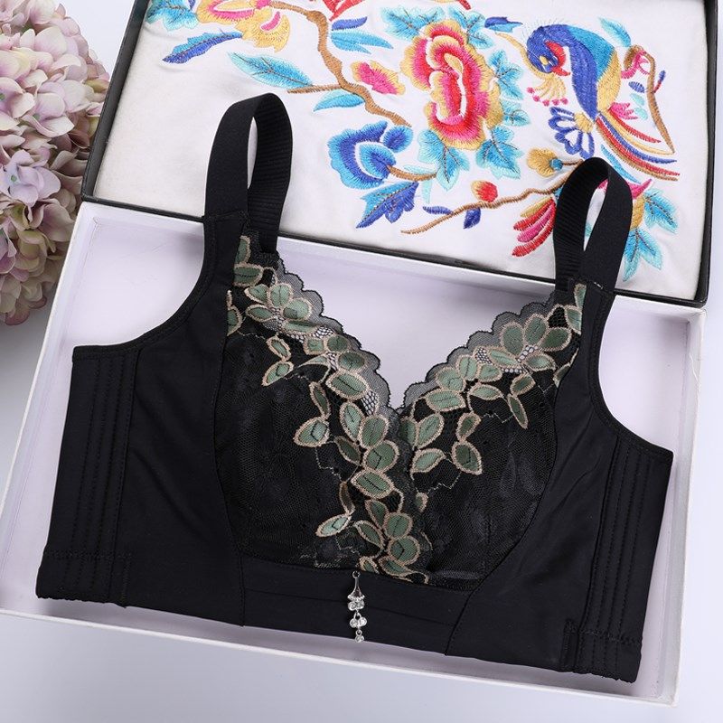 无钢圈无海绵显胸小内衣大码文胸薄款胖mm调整型聚拢收副乳薄模杯