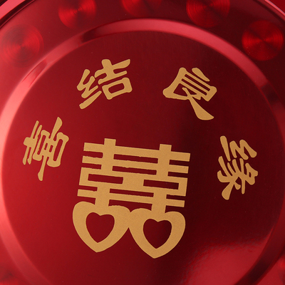 结婚不锈钢加厚洗脸盆洗脚盆红盆婚庆喜盆红色喜字盆新娘陪嫁用品
