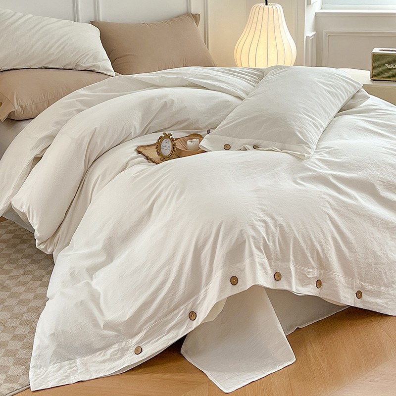 简约纯色床上四件套全棉纯棉2024新款床单被套宿舍三件套床上用品
