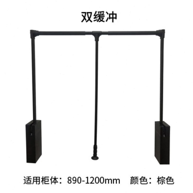 简易衣柜内衣橱升降下拉式挂衣架高柜F衣帽间双缓冲衣橱挂衣杆黑