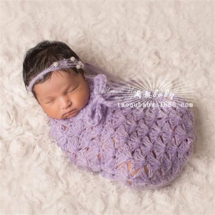 儿童摄影服装新生儿摄影睡袋马海毛手工编织服宝宝睡袋影楼服装