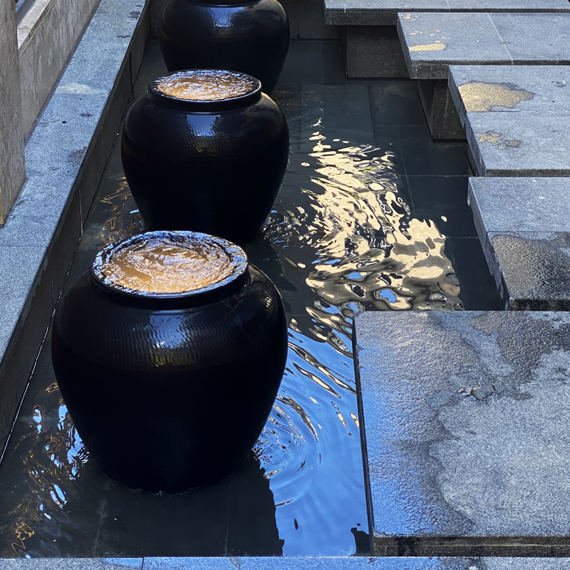 中式户外造景摆件落地流水花瓶别墅庭院装饰摆件酒店书房软装花艺