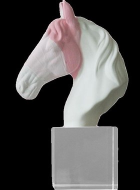 渐变粉淡红色马头水晶摆件桌面艺术人物雕塑雕像橱窗高级感装饰品