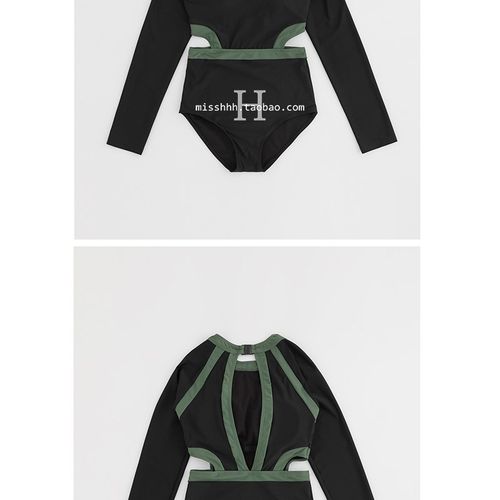 韩国ins泳衣女夏保守连体遮肚显瘦小胸2021新款长袖学生泳装温泉