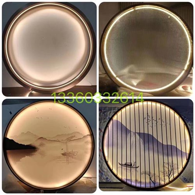 新款不锈钢圆形假山庭院流水影壁墙铝浮雕迎客松中式屏风金属装饰