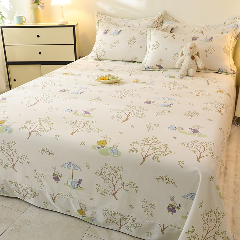 ins卡通加厚纯棉磨毛床单单件冬季简约保暖100全棉被单人学生宿舍