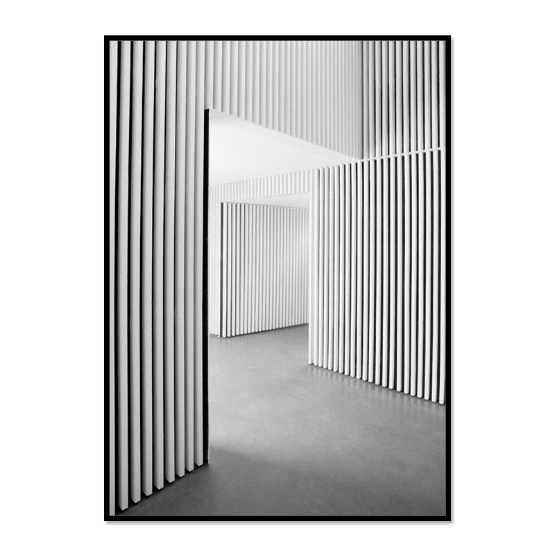 几何空间延伸拓展感黑灰 工业风建筑简约 烤晶瓷客厅玄关装饰挂画图片