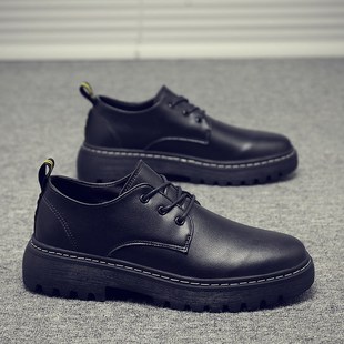鞋 英伦风工装 厚底38码 男低帮百搭潮流青少年男生大头皮鞋 子 马丁鞋