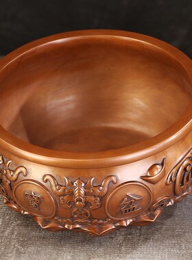 徽匠铜韵 紫铜聚宝盆纯铜零钱摆件铜缸客厅装饰工艺品办公室店铺