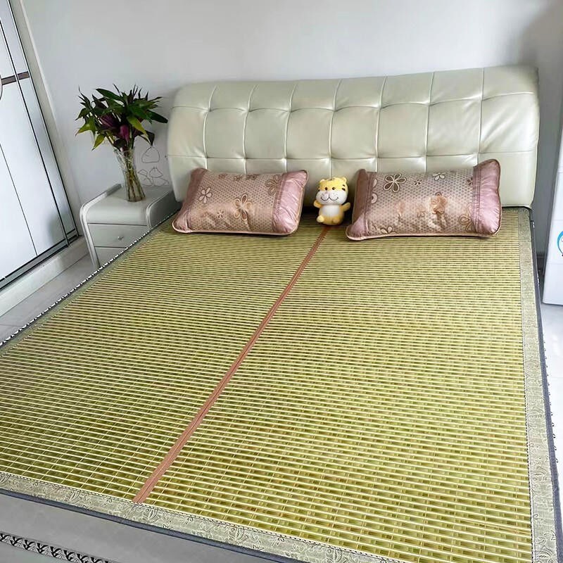 新款凉席竹席单人0.9米学生宿舍双人床双面水磨可折叠夏天凉碳化