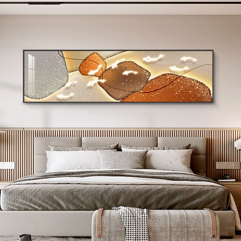 新中式九鱼卧室床头装饰画酒店房间客厅背景墙壁画横版挂画图片