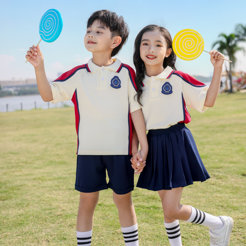 幼儿园园服夏装小学生老师夏季运动校服套装儿童学院风班服定制棉