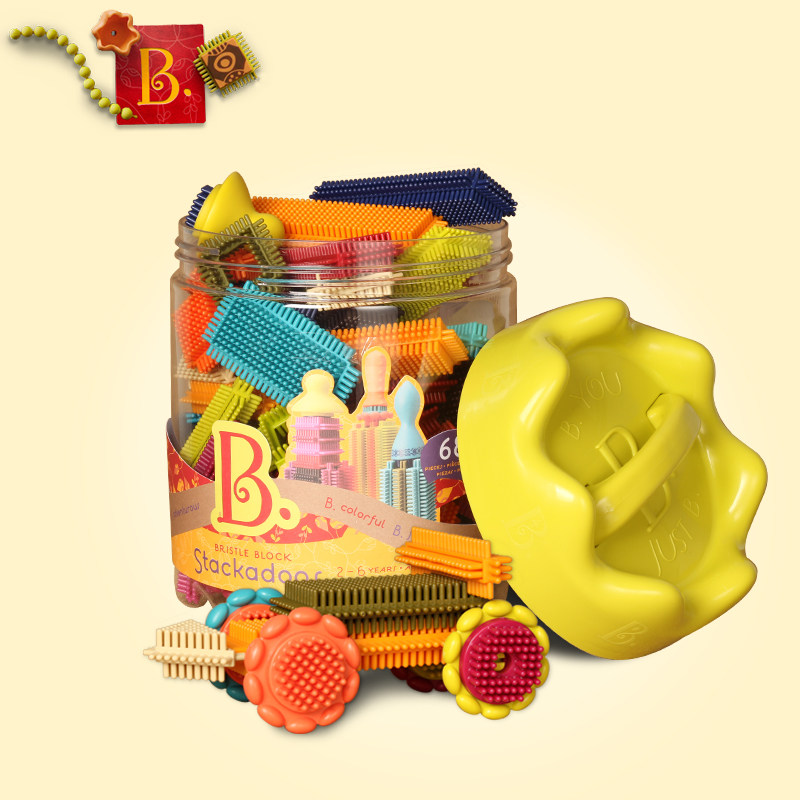 比乐B.Toys拼装积木婴幼儿童益智启蒙拼插M组装鬃毛软积木玩具2岁