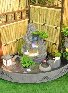 大型假山流水喷泉阳台花园庭院生态鱼池室外落地景观Y摆件露台布