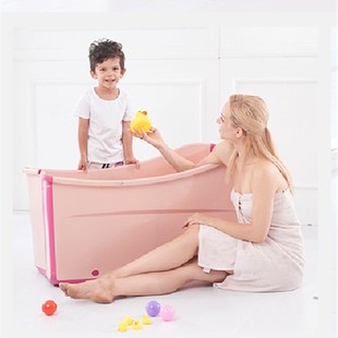 儿童双人浴桶折叠加大保温浴盆网红可折叠宝宝塑料成人泡澡桶家用