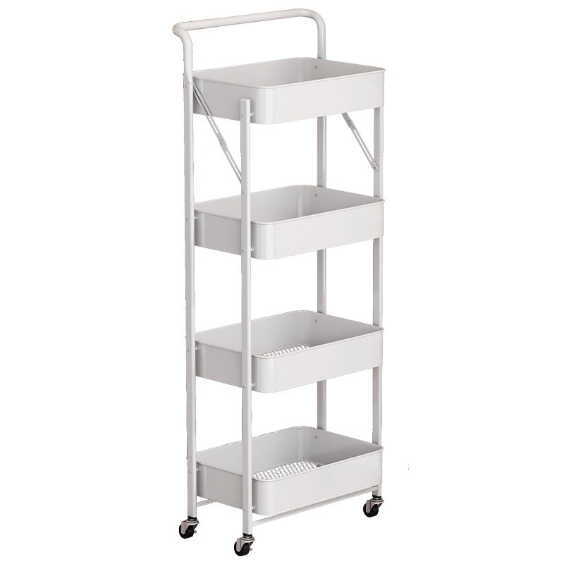 厨房收纳放杂物置物架多层落地蔬菜家用可移动可折叠小推车存储架
