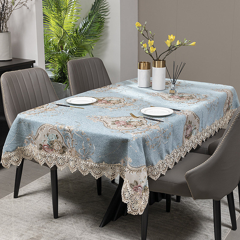 欧式奢华家用简约长方形q椭圆形正方形蕾丝布艺茶几台布餐桌布桌