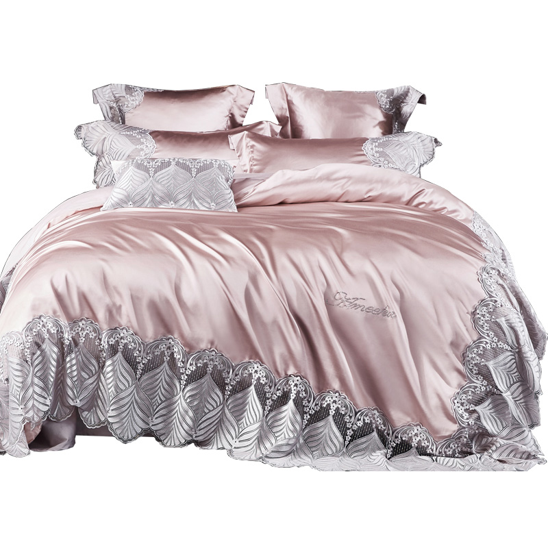 欧式公主风结婚四件套蕾丝花边床品被罩婚庆床上用品六件套