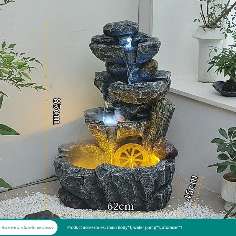 室内循环水假山流水摆件水景喷泉阳台庭院景观落地泳池景观摆件