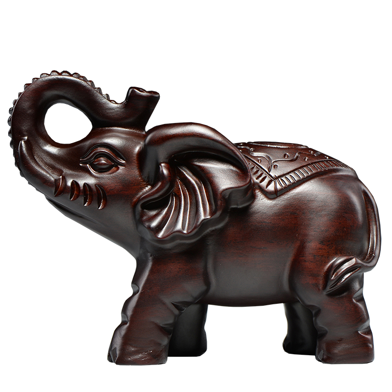 黑檀木大象雕刻摆件红木家居办公室木头象装饰工艺品开业新居送礼