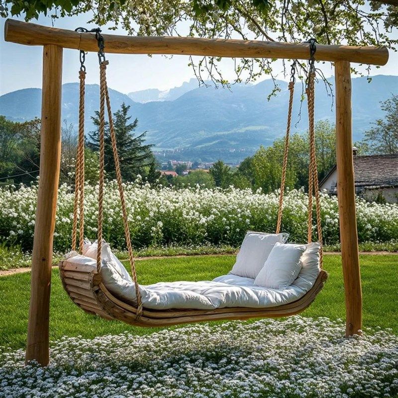 户外大型实木秋千架原木网红景区秋千打卡农场可定制游乐设施吊椅